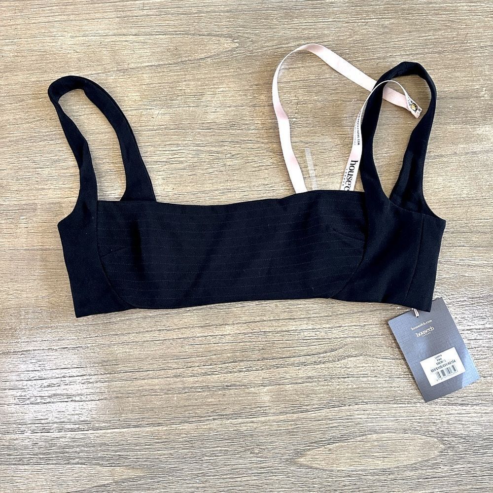 House of CB Luciana Black Bandeau Crop‎ Top Large